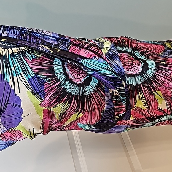 Ali Ro Womens Multicolored Floral Silk Short-Sleeve Dress - Size 8 - Picture 4 of 9